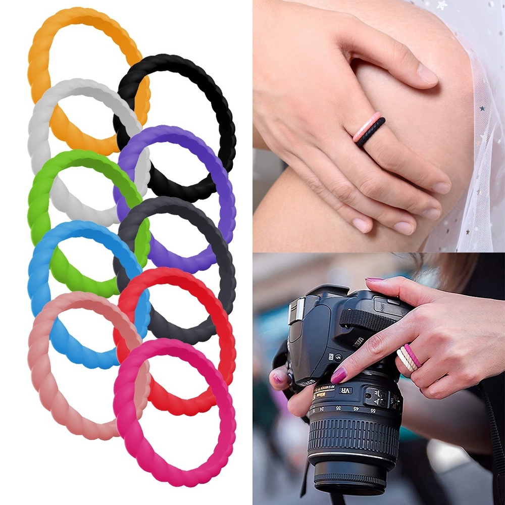 10Pcs Silicone Thin Braided Rubber Band Wedding